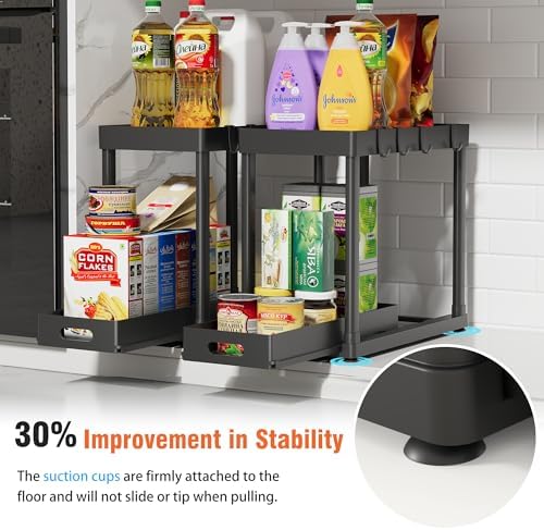 2 Pack Pull-Out Under Sink Organizers, Black