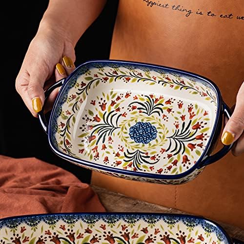 Baking Dish Ceramic Baking Pan Blue Casserole Dish Rectangular Baking