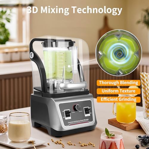 Commercial Blender with Soundproof Shield, 70 Oz, 2200W