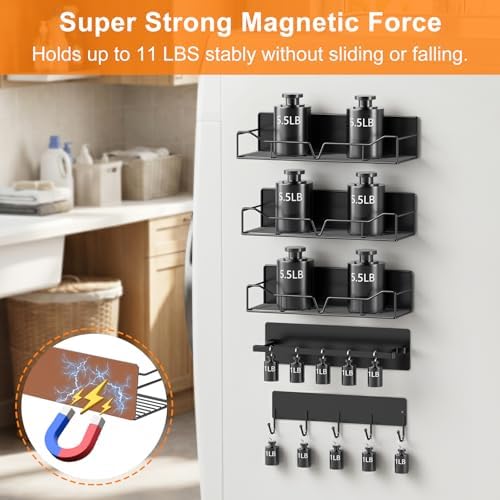 5-Pack Magnetic Shelves for Washing Machine, Black