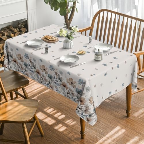 Horaldaily Watercolor Flowers Tablecloth 60x84 Inch Rectangular