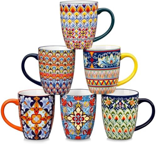 vancasso SIMI 16 oz Large Coffee Mugs Set of 6, Ceramic Cups with