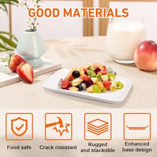 Set Of 6 10 Inch White Rectangular Serving Plates