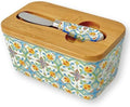 Butter Dish with Lid for Countertop 16oz, Ceramic, with Boho Knife