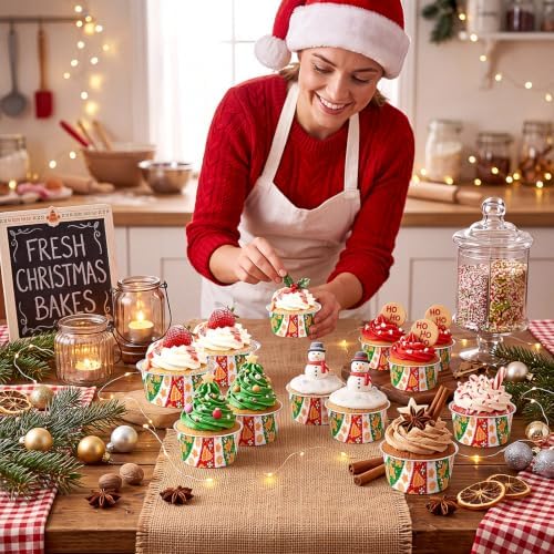 Willinglong 30 Pcs 5 oz Christmas Mini Cake Pans with Lids Spoons