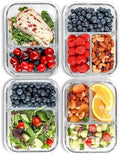 4-Pack 32 oz 2- and 3-Compartment Glass Meal Prep Containers