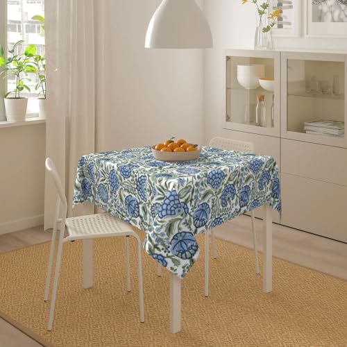 Boho Square Tablecloth 54x54 Inch Blue Green Vintage Floral Table