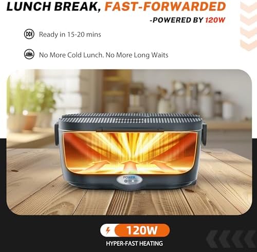 Heated Lunch Box,120W Electric Lunch Box for Adults with 1.5L 304