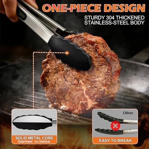 TACGEA Kitchen Tongs, Set of 3, 7", 9" and 12"