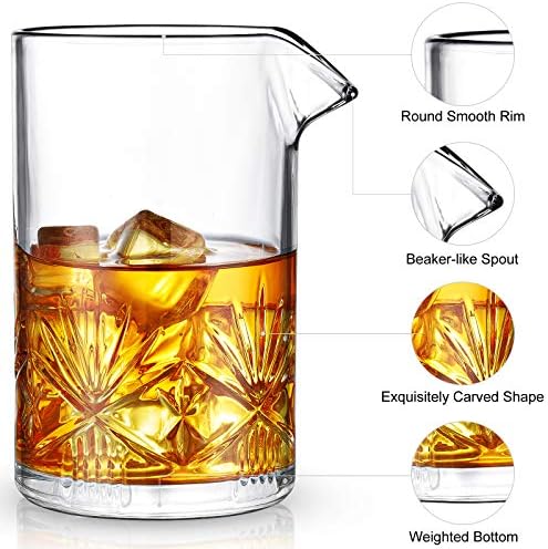 Cocktail Mixing Glass, veecom 18oz Crystal Mixing Glass Bartender Kit