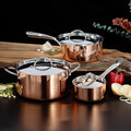 Berghoff Copper Tri-Ply Cookware Set, Stainless Steel Pots & Pans, 6Pc