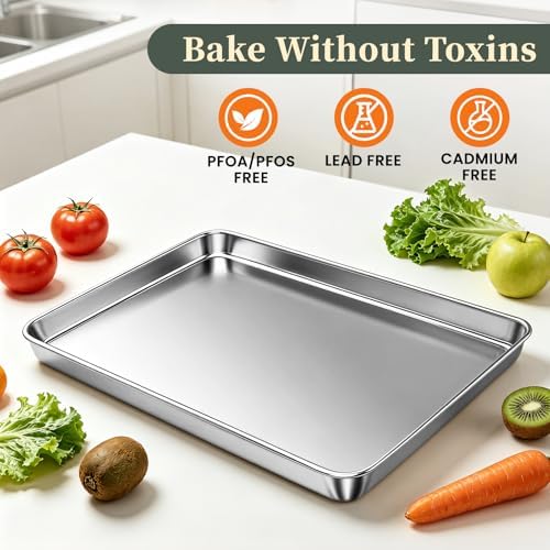 Baking Sheet with Rack Set (3 Pans + 3 Racks), 9/12/16 Inch Stainless
