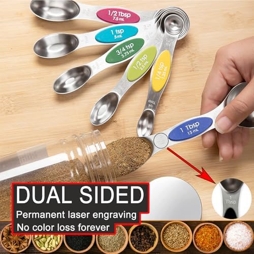 Magnetic Measuring Spoons Set,Heavy Duty Stainless Steel,Dual Sided