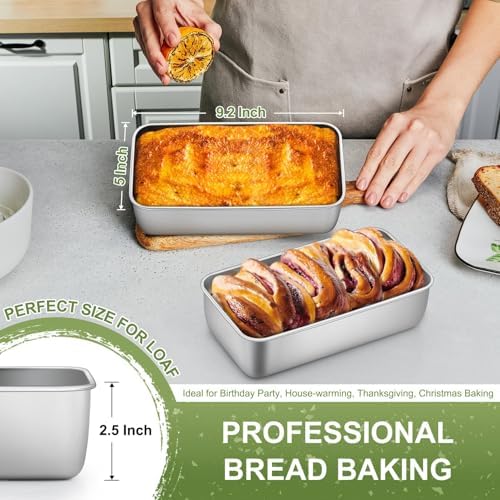 P&P CHEF Loaf Pan, 9 x 5 Inch Stainless Steel Bread Pan