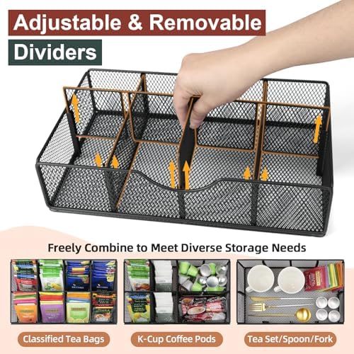 Tea Bag Organizer, Tea Bag Holder Organizer with 8-Compartment