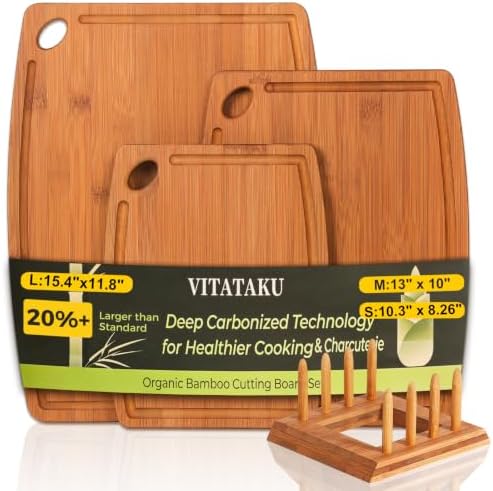 Bamboo Cutting Board Set, Wood Cutting Boards for Kitchen