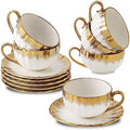 LETAOTAO Cappuccino Cups with Saucers, 7 oz Porcelain Double Espresso