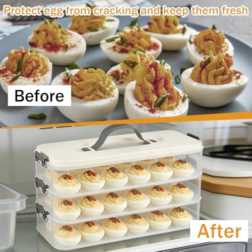 3-Layer Deviled Egg Container with Lid, Clear