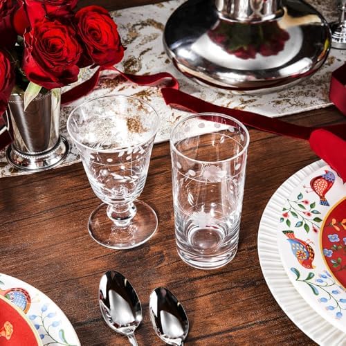 Royalrose Delight 13.5 oz Drinking Glasses Set of 4 (Highball Glasses)