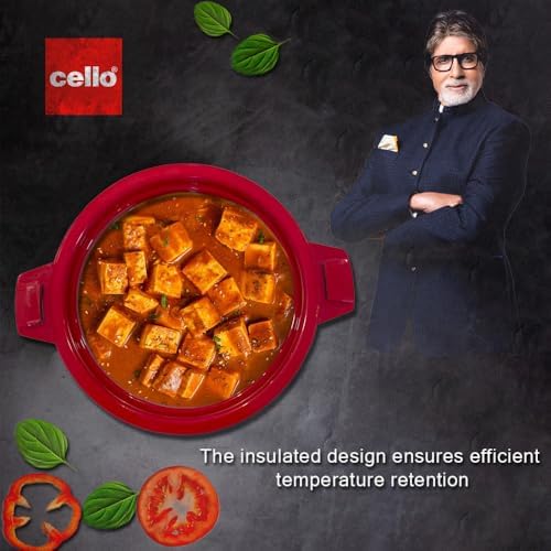 Cello Chef Deluxe Insulated Hot Pot Casserole 1500, Maroon
