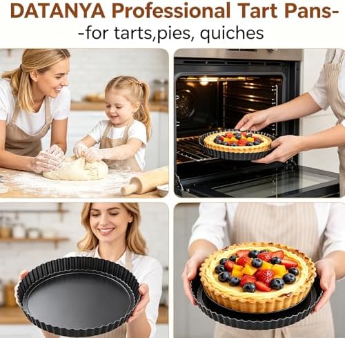 DATANYA Tart Pan 9 Inch Tart Pans Removable Bottom, Non-Stick Quiche