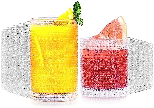 Vintage Hobnail Drinking Glasses Set of 12-14 oz Old Fashioned Water