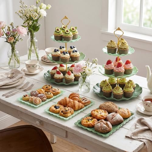 FoldTier 6 Pack Cupcake Stand Set 3 Pcs 3 Tier Gradient Dessert Table