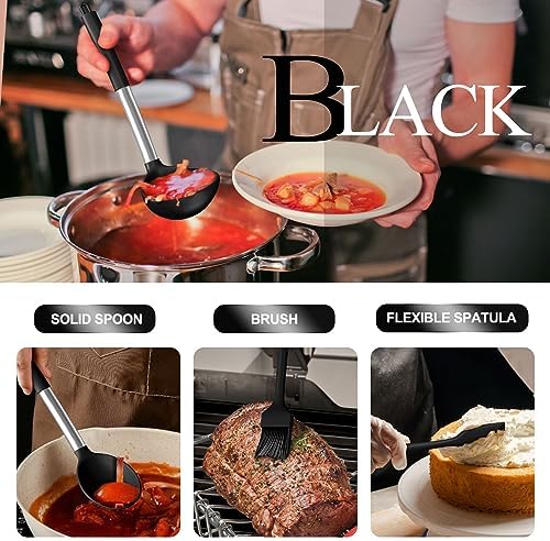 Umite Chef Silicone Kitchen Utensils Set, 26Pcs Black
