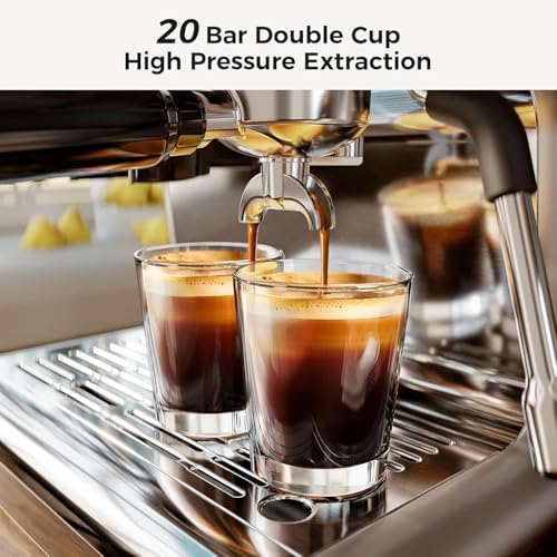 Kismile Espresso Machine with Grinder, 20 Bar, Stainless Steel
