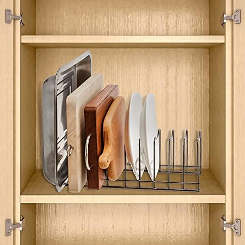 Pot Lid Holder Organizer, Kitchen Countertop Storage Rack Cutting Boards, Bakeware, Pots & Pans, Serving Trays, Reusable Containers in Cabinet Pantry, Stainless Steel