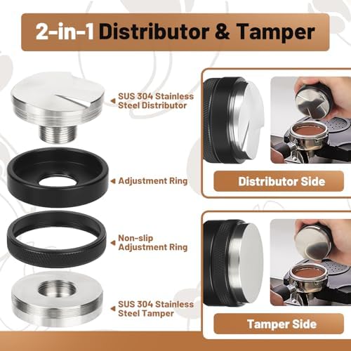 58mm Espresso Tools, Distributor and Tamper Kit, WDT, Funnel & Puck