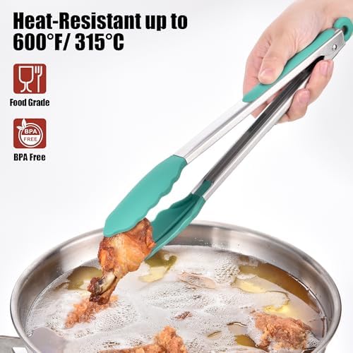 Doosu 600°F Heat Resistant Kitchen Food Tongs for Cooking with