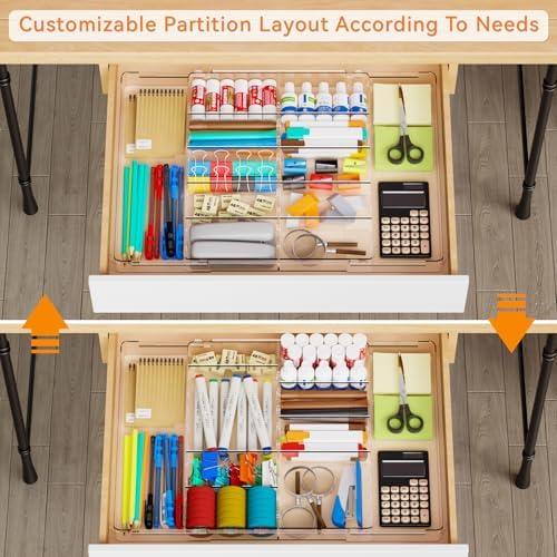 Yieach Large Expandable Desk Drawer Organizer Tray for Office Supplies