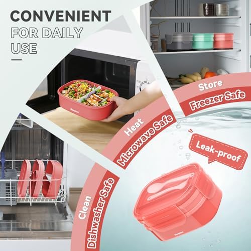 2 Layers Bento Box, All-in-One Stackable Lunch Container with