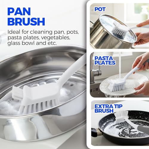 Holikme 6 Pack Dish Brush Set, Gray