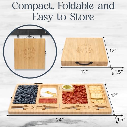 Charcuterie Boards Set, Large Bamboo Cheese Board