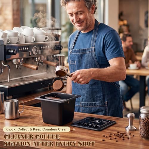 2.2L Large Espresso Knock Box with Lid, Stainless Steel Knock Box