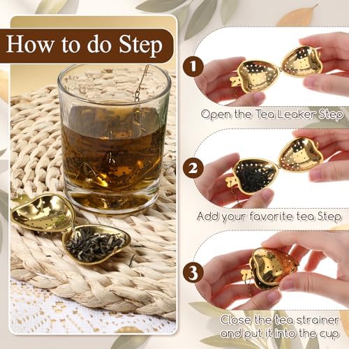 20 Pcs Gold Stainless Steel Tea Strainer Tea Ball Infuser, Heart Shape