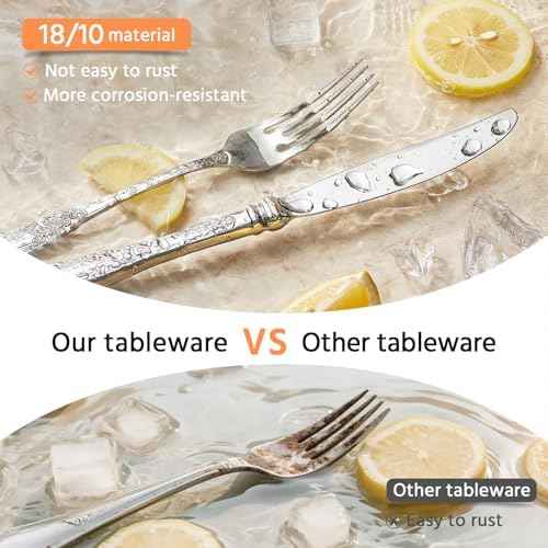 Silverware Set for 12, 60pc Vintage Flatware Set, 18/10 Stainless