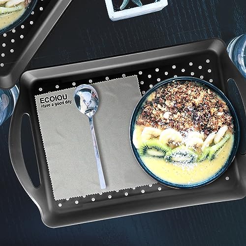 ECOIOU Non Slip Food Serving Tray with Handles, 2-Pack Rectangle