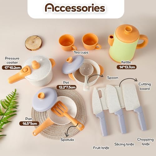 HYAKIDS Play Kitchen Pots and Pans Set for Kids