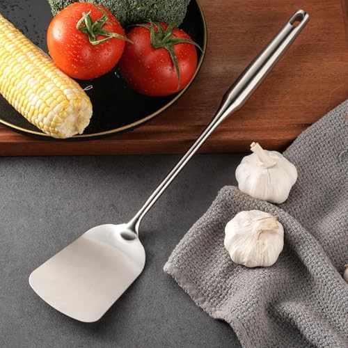 Stainless Steel Wok Spatula,Metal Flipper for Kitchen Cooking,Extra