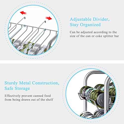 Vrisa Can Organizer for Pantry Soda Can Storage Dispenser Holder, Silver
