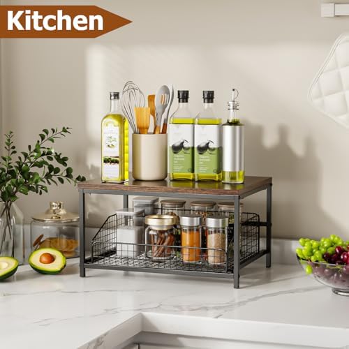 KLM Pull Out Spice Rack Organizer, Brown