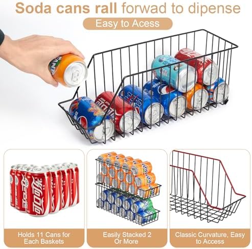 4-Tier Stackable Can Rack Organizer for Kitchen Pantry,Max Can Storage Holder,Durable Can Dispenser & Canned Goods Organizer for Fridge,Hold More 44 Cans, for Various Ounces of Canned Food Soda Drinks