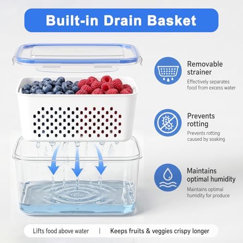 3-Pack Fruit Storage Containers with Removable Colanders