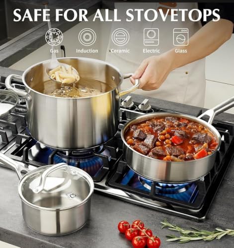 KOCH SYSTEME CS Stainless Steel Cookware Set 17 Piece, 5 Ply Base Cookware