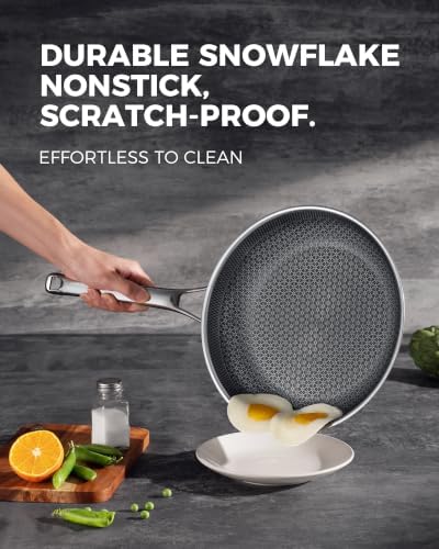 Non Stick Frying Pans, 12 inch Hybrid Ceramic Pans with Lid