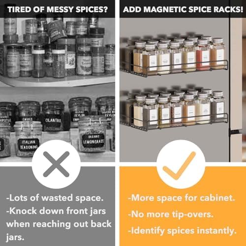 SpaceAid 2 Pack Magnetic Spice Rack with 24 Spice Jars