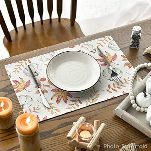 Artoid Mode Maple Leaf Pumpkins Fall Placemats Set of 4-12 x 18 Inch